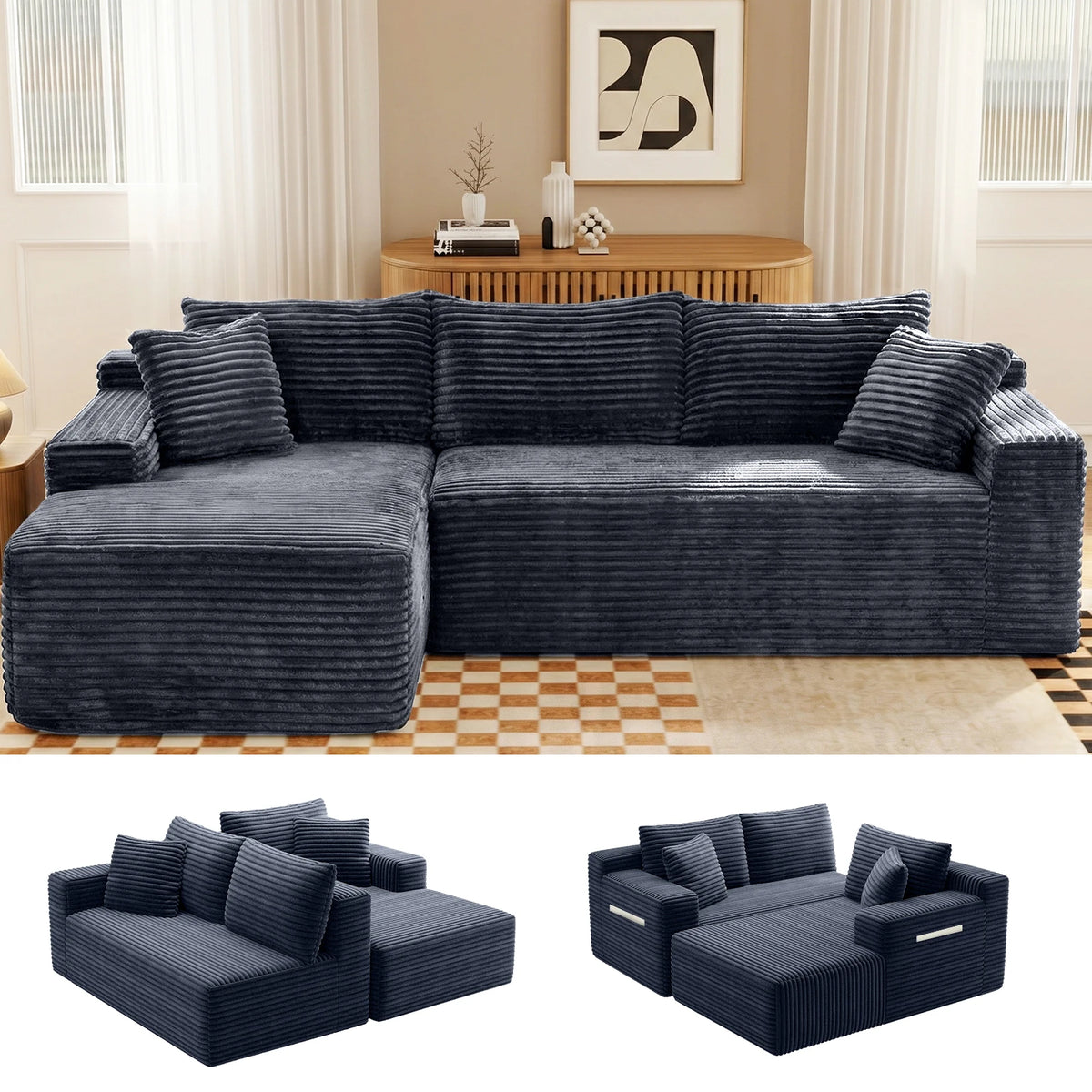 Cloud Modular Sectional Sofa With L Shape Chaise Deep Seat Sofa