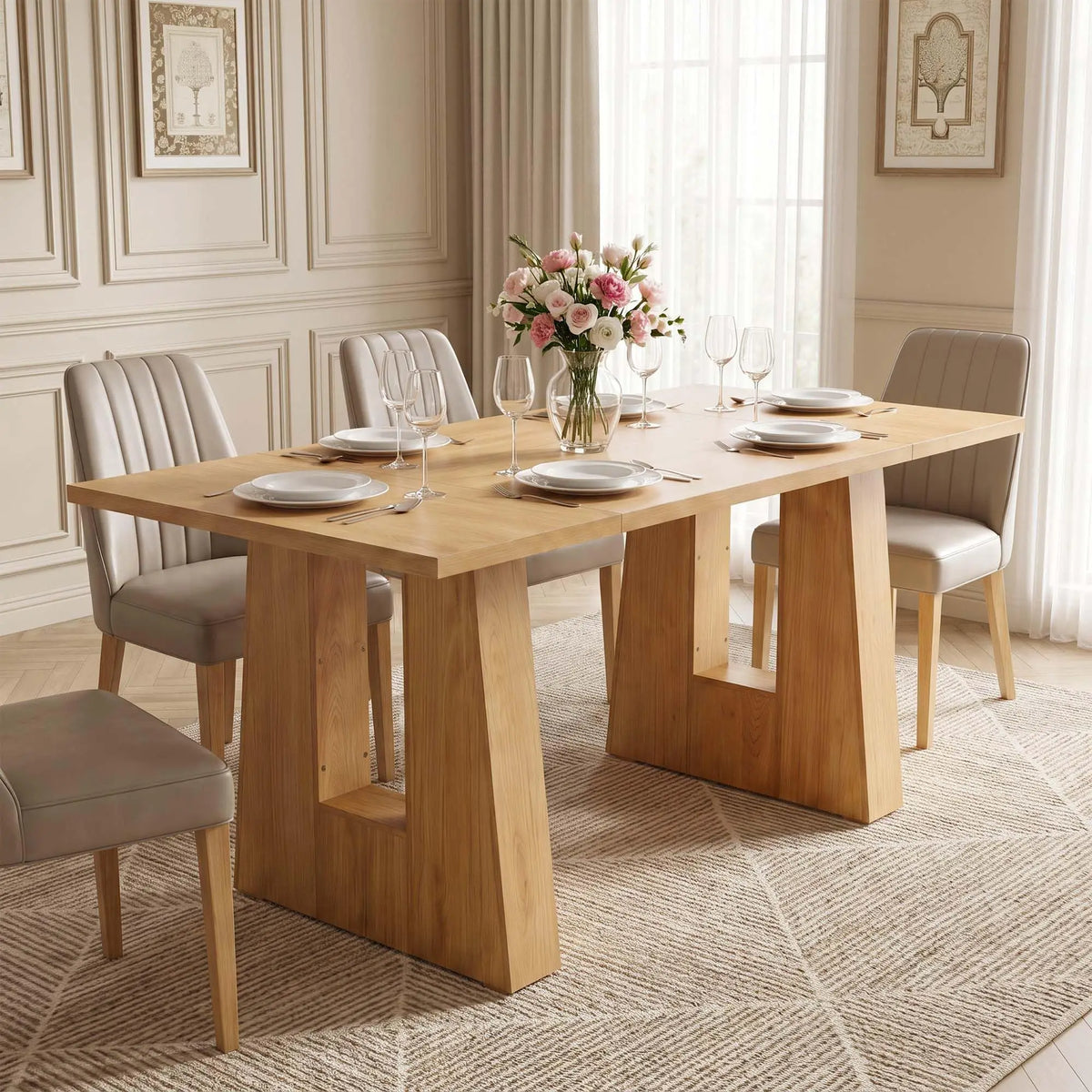 HiMISS Modern Wooden Dining Table For Kitchen And Dining Room