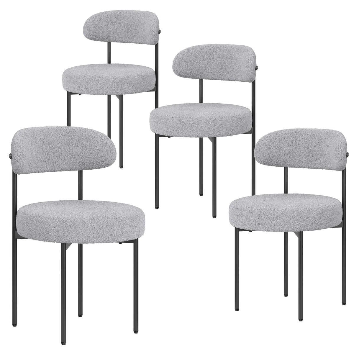 Farini Mid Century Modern Dining Chair With Curved Fabric Backrest