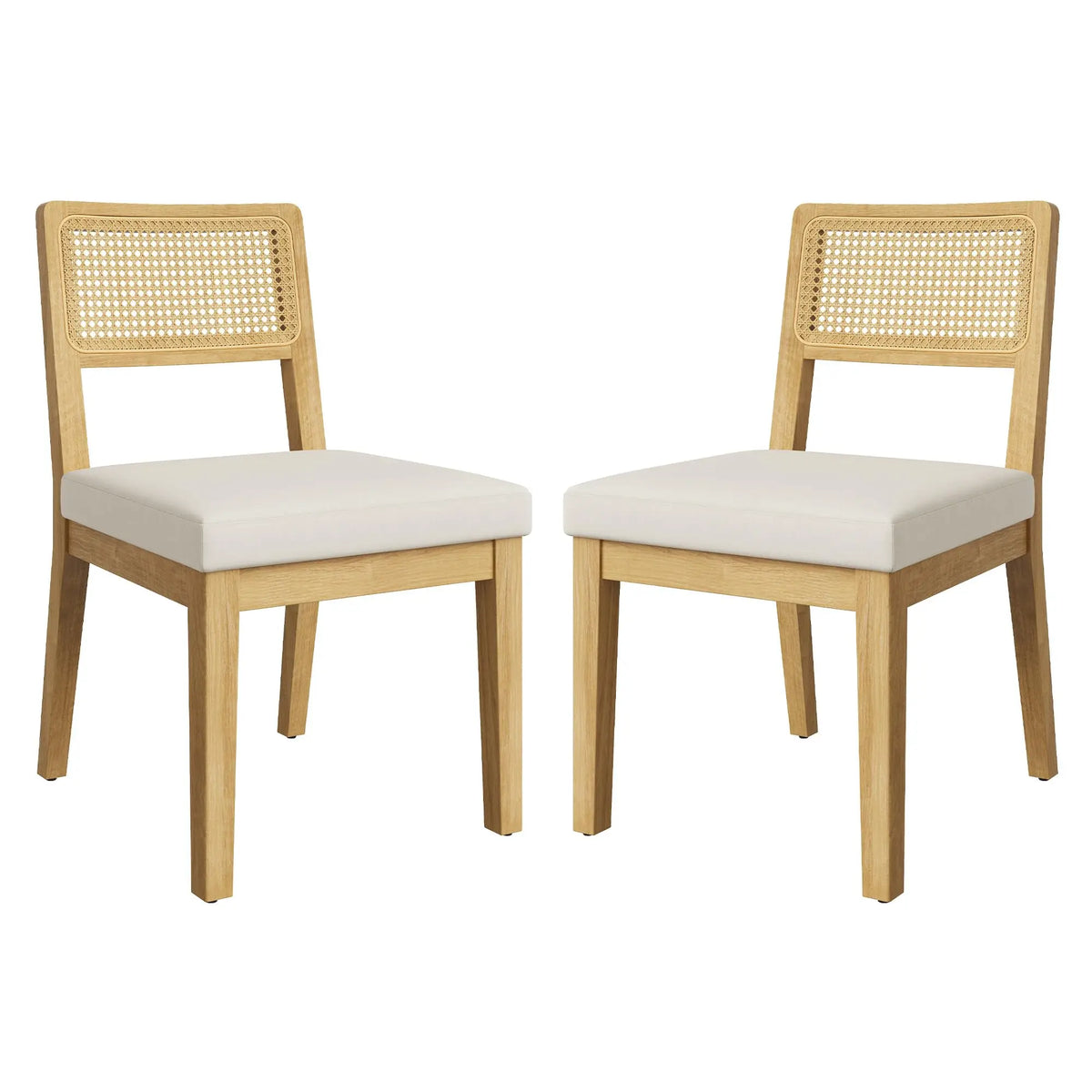 HiMISS French Country Rattan Dining Chairs With Upholstered Curved Backs