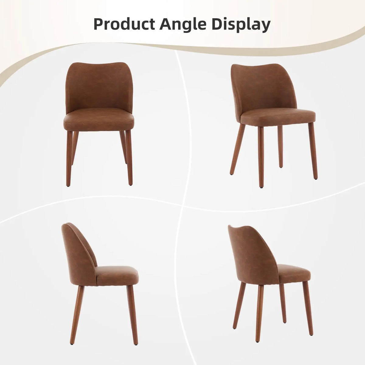 Dining Chair Set Of 2, Leather Upholstered Kitchen Chairs With Wing Back Thick Cushion Wood Legs For Dining Room Living Room