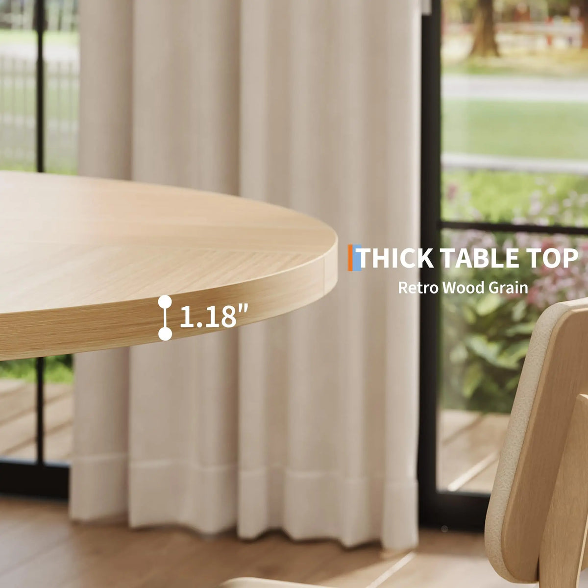 HiMISS Farmhouse Round Dining Table With Sturdy Cross Base