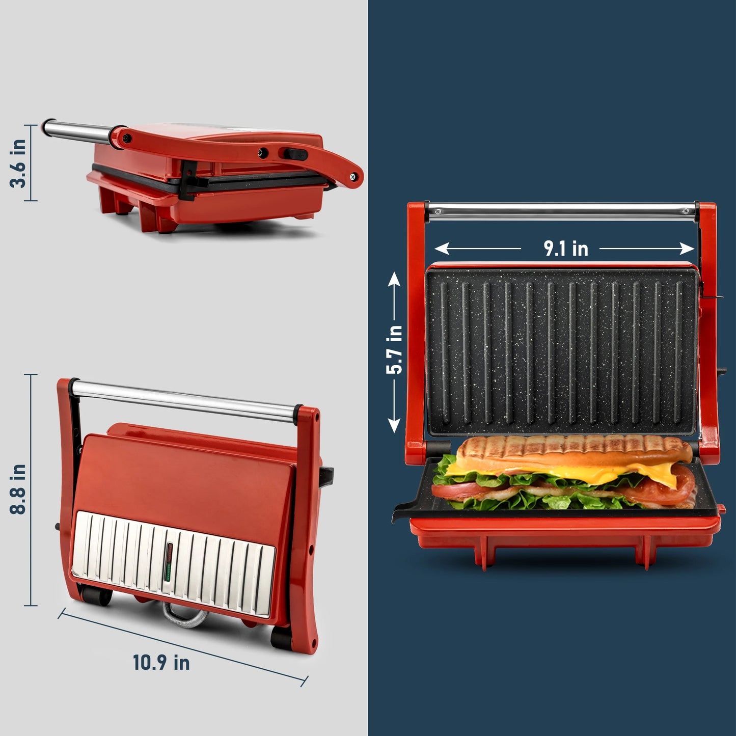 Suslas 1000W Electric Panini Press With Nonstick Plates