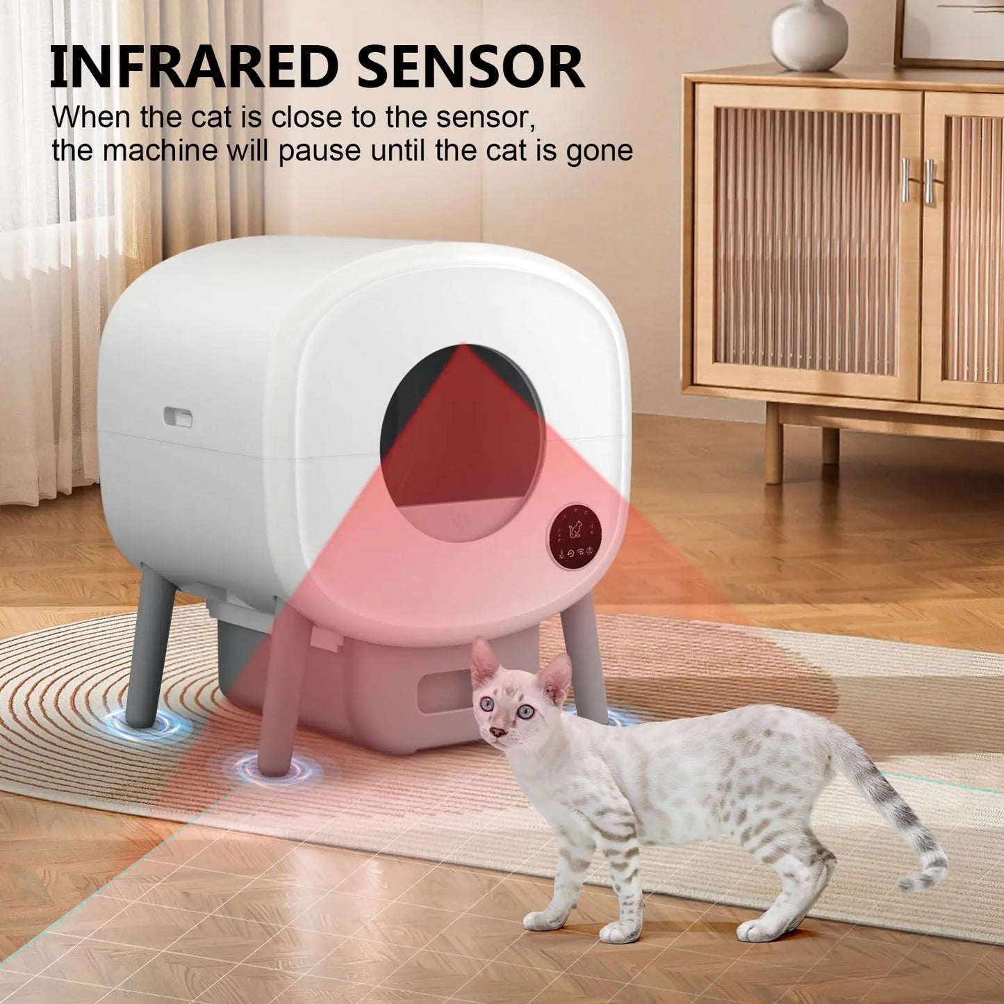 Smart Self Cleaning Cat Litter Box App Control Safety Protection