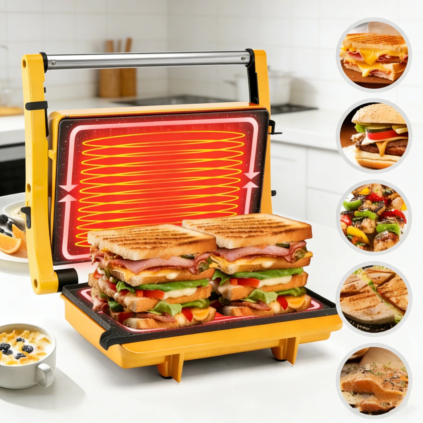 Suslas 1000W Electric Panini Press With Nonstick Plates