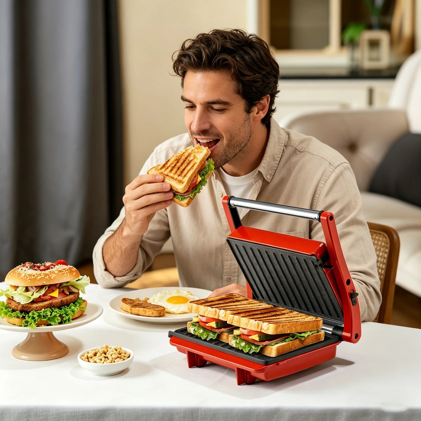 Suslas 1000W Electric Panini Press With Nonstick Plates