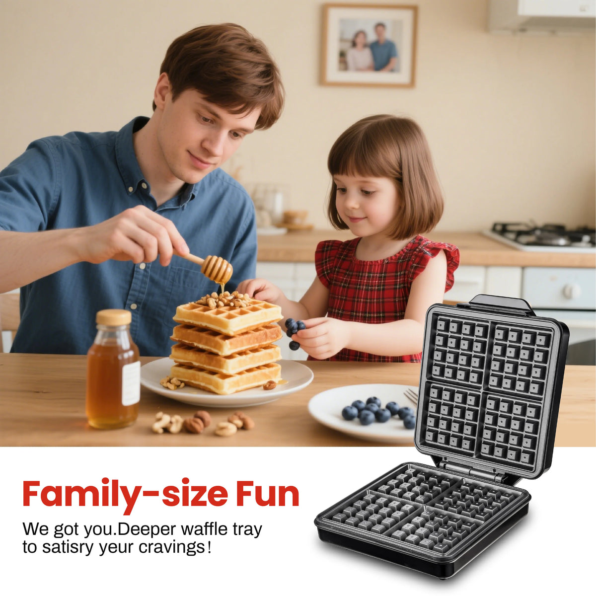 Nonstick Belgian And Classic Waffle Maker With Easy Cleanup