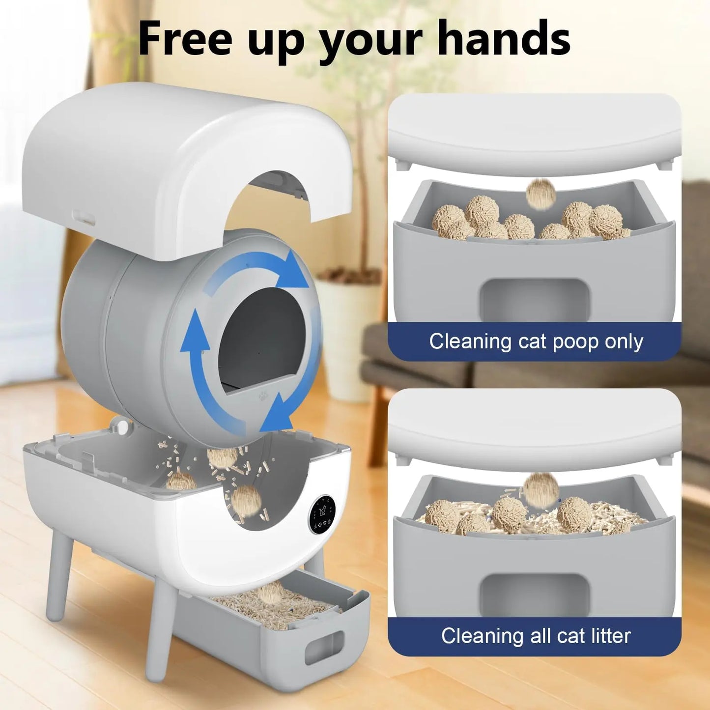Smart Self Cleaning Cat Litter Box App Control Safety Protection