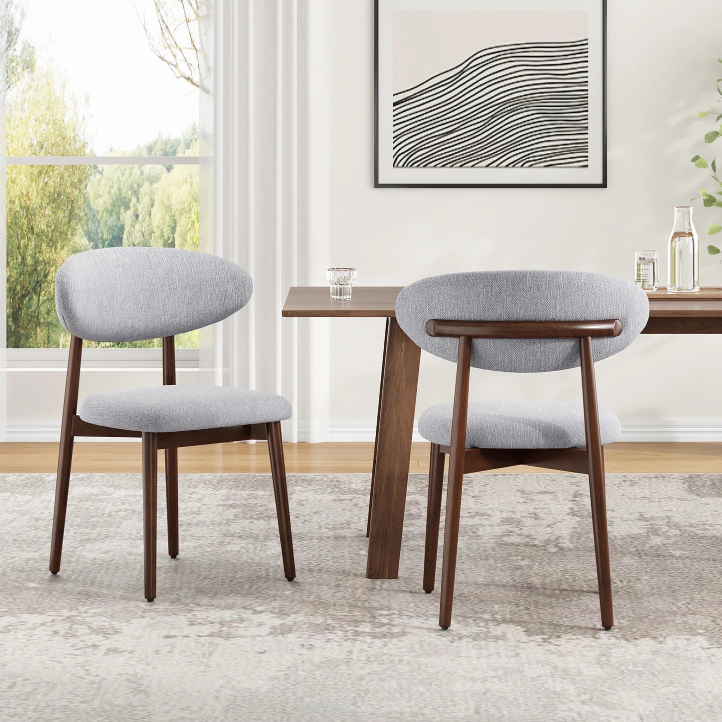 Farini Modern Fabric Upholstered Solid Wood Dining Chairs