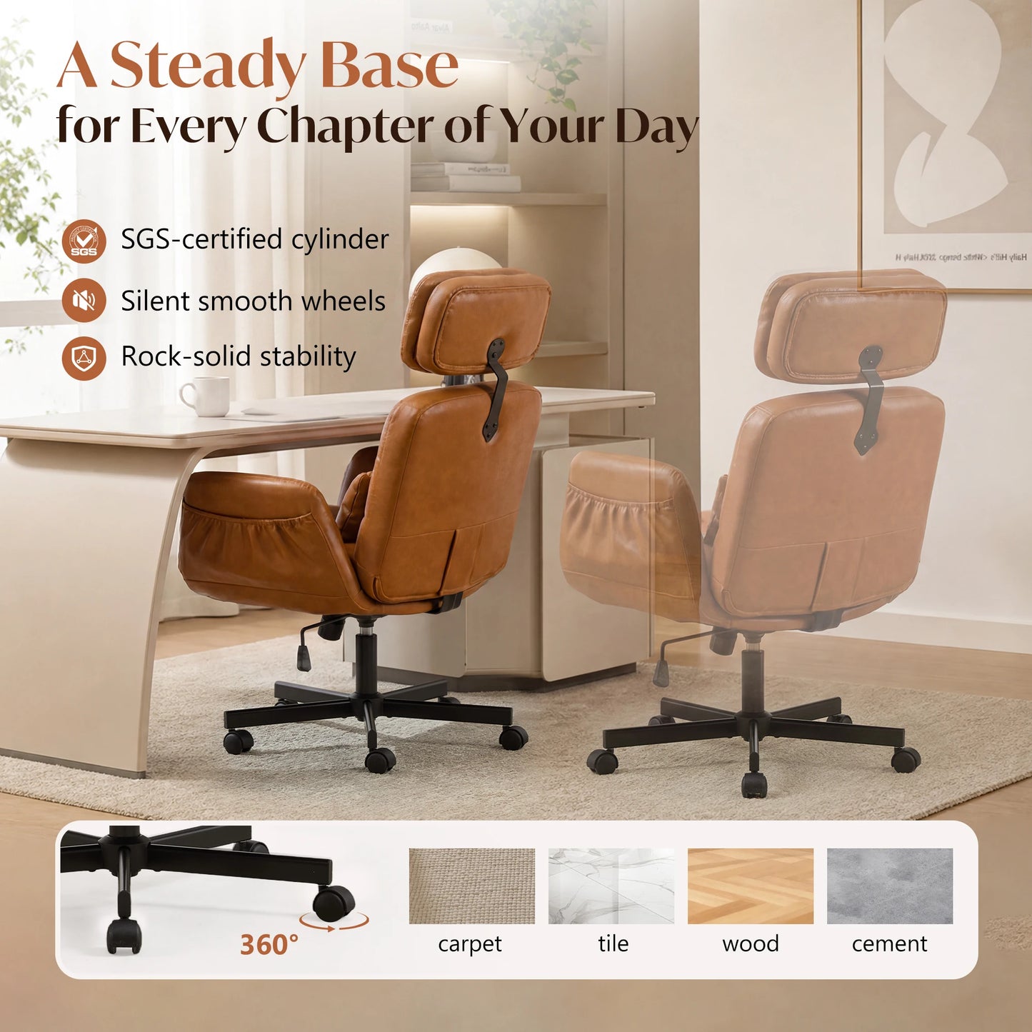 TCGBKAF Ergonomic PU Leather Criss Cross Swivel Office Chair