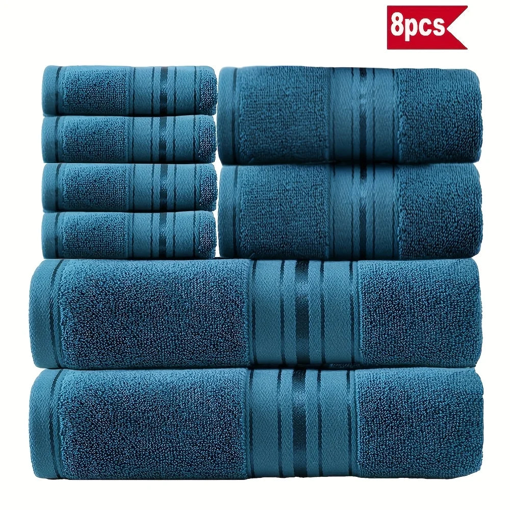 Luxury 8 Piece Ring Spun Cotton Towel Set For Bathroom