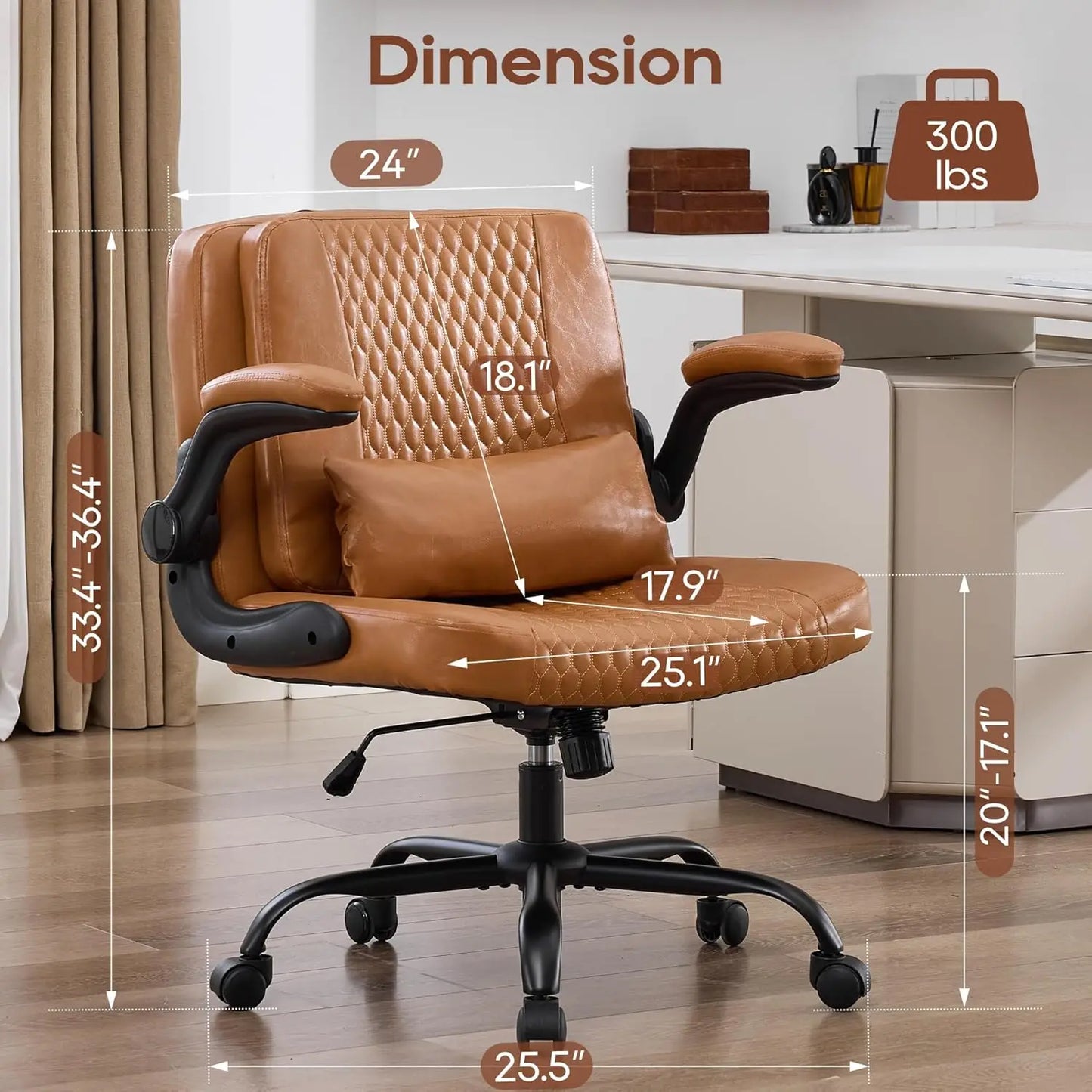 TCGBKAF Ergonomic Office Chair With Flip Backrest And PU Leather