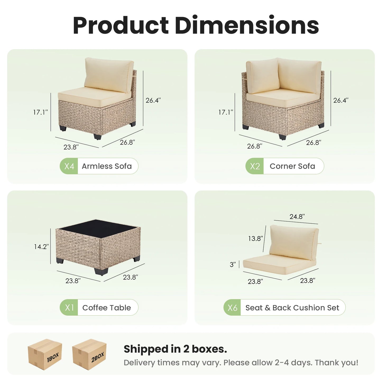 Soohow Outdoor Rattan Patio Furniture Set With Tempered Glass Table