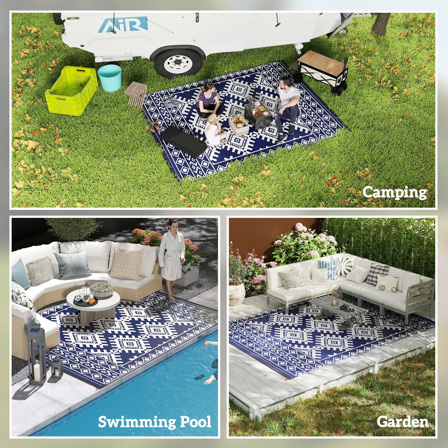 Contemporary Geometric Polypropylene Outdoor Area Rug