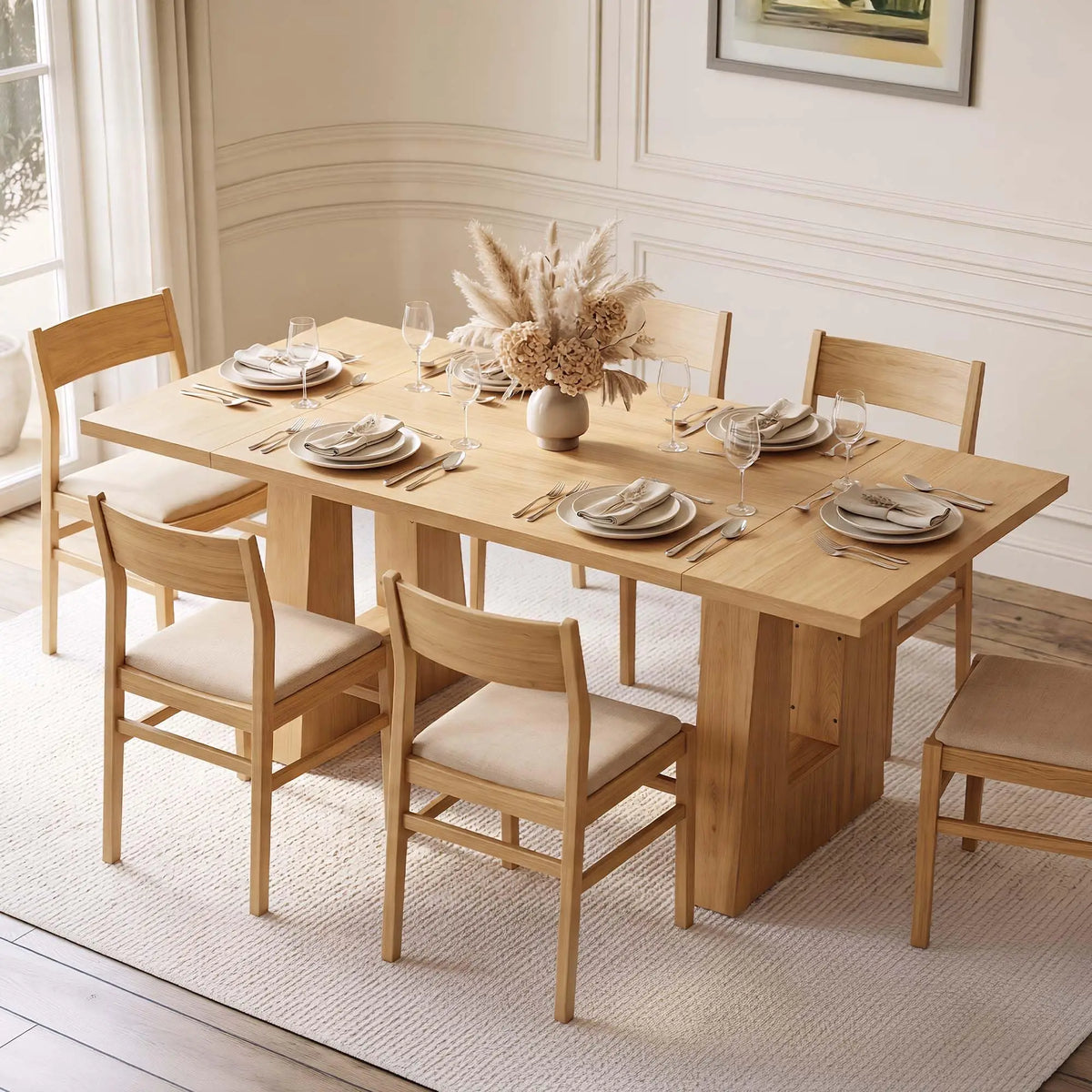 HiMISS Modern Wooden Dining Table For Kitchen And Dining Room