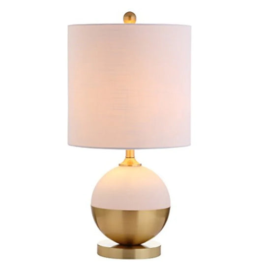 Solar Powered Ceramic Table Lamp With Linen Drum Shade
