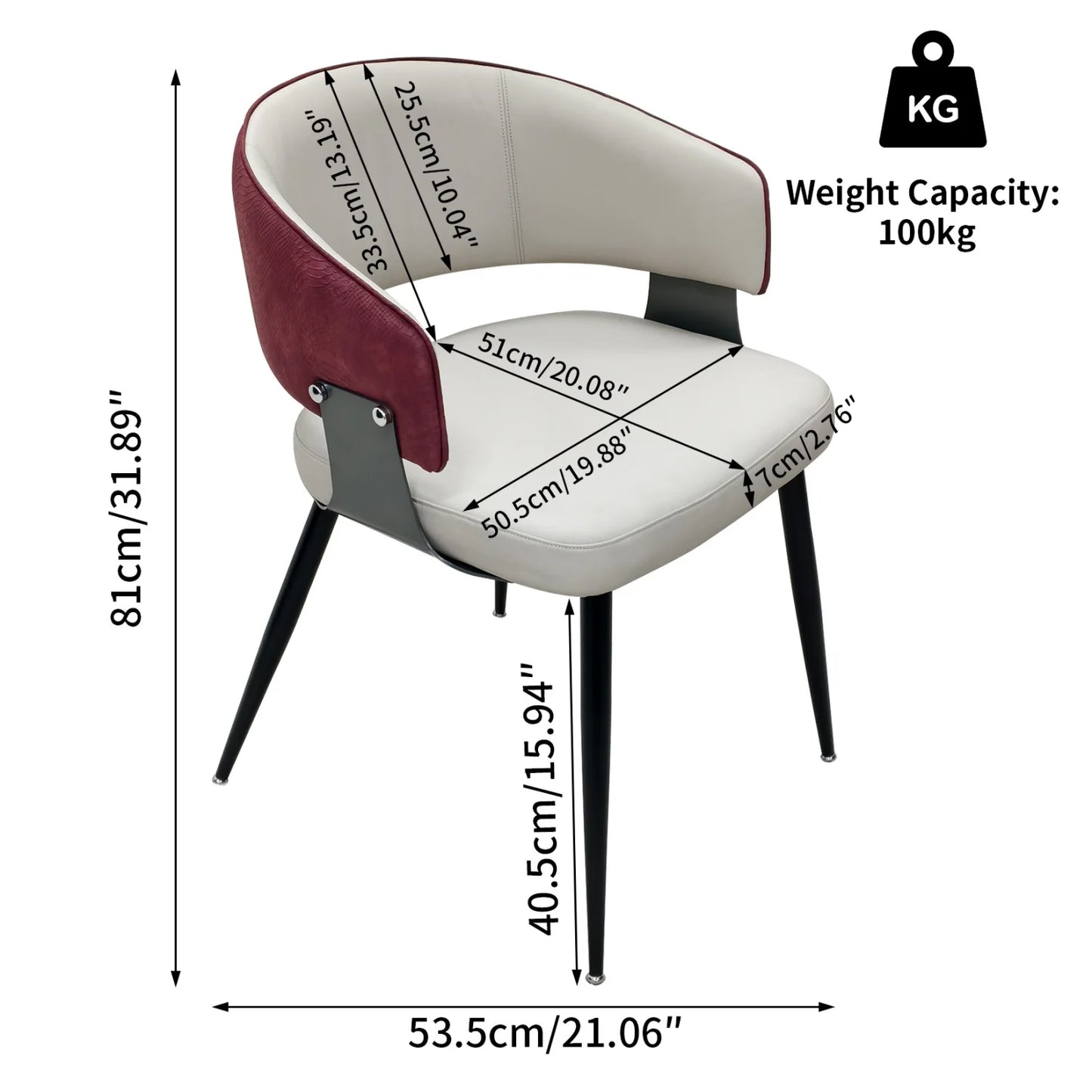 Stylish Upholstered Dining Chair With Padded Seat And Metal Frame