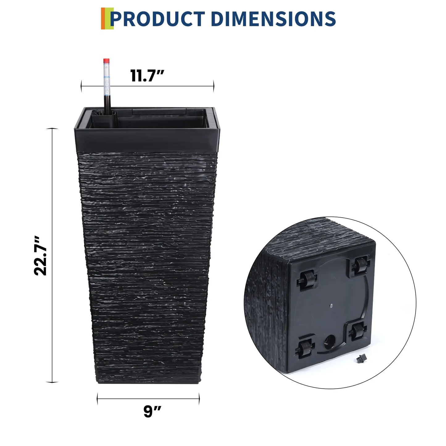 HiMiss Self Watering Planter With Drainage And Water Monitor