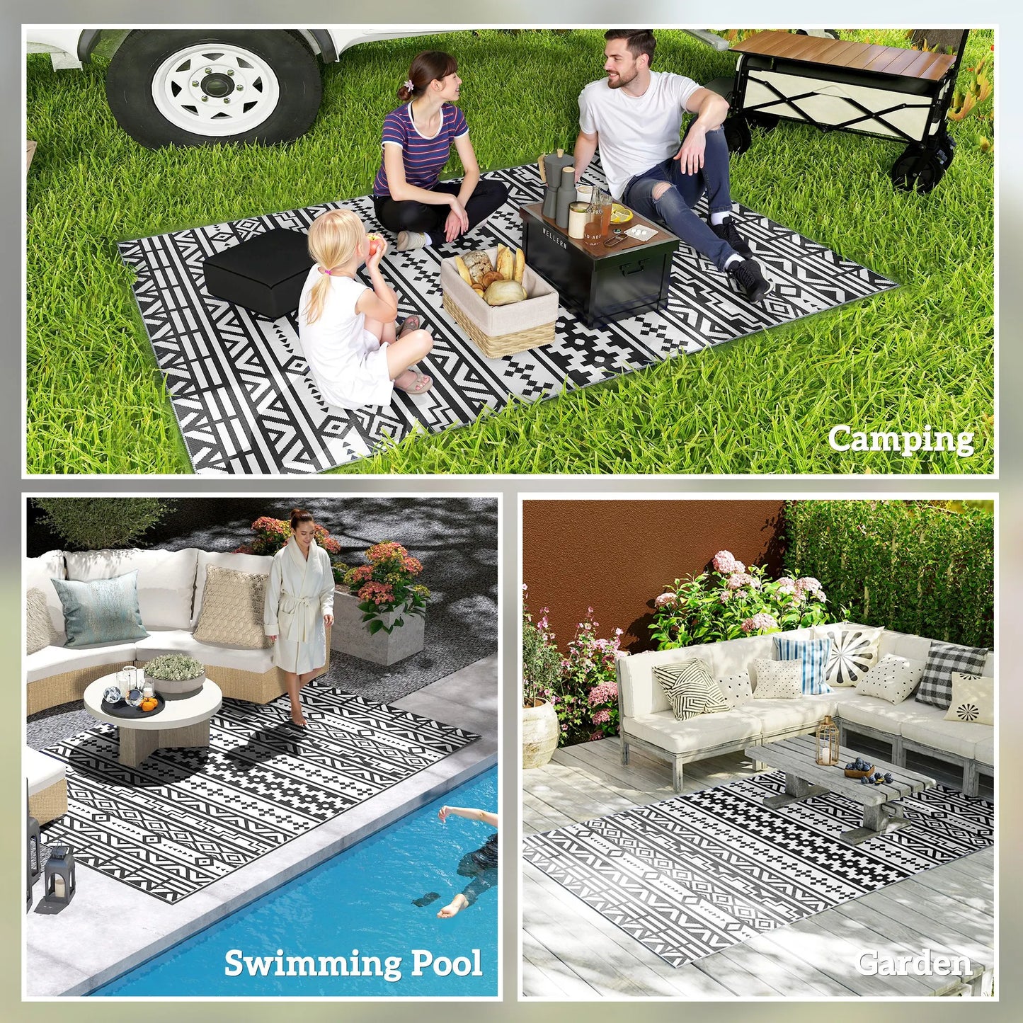 Modern Geometric Outdoor Rug Crafted From Durable Polypropylene