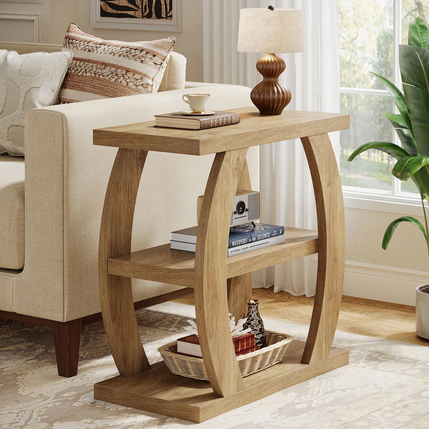 Tribesigns Three Tier Wooden End Table With Storage