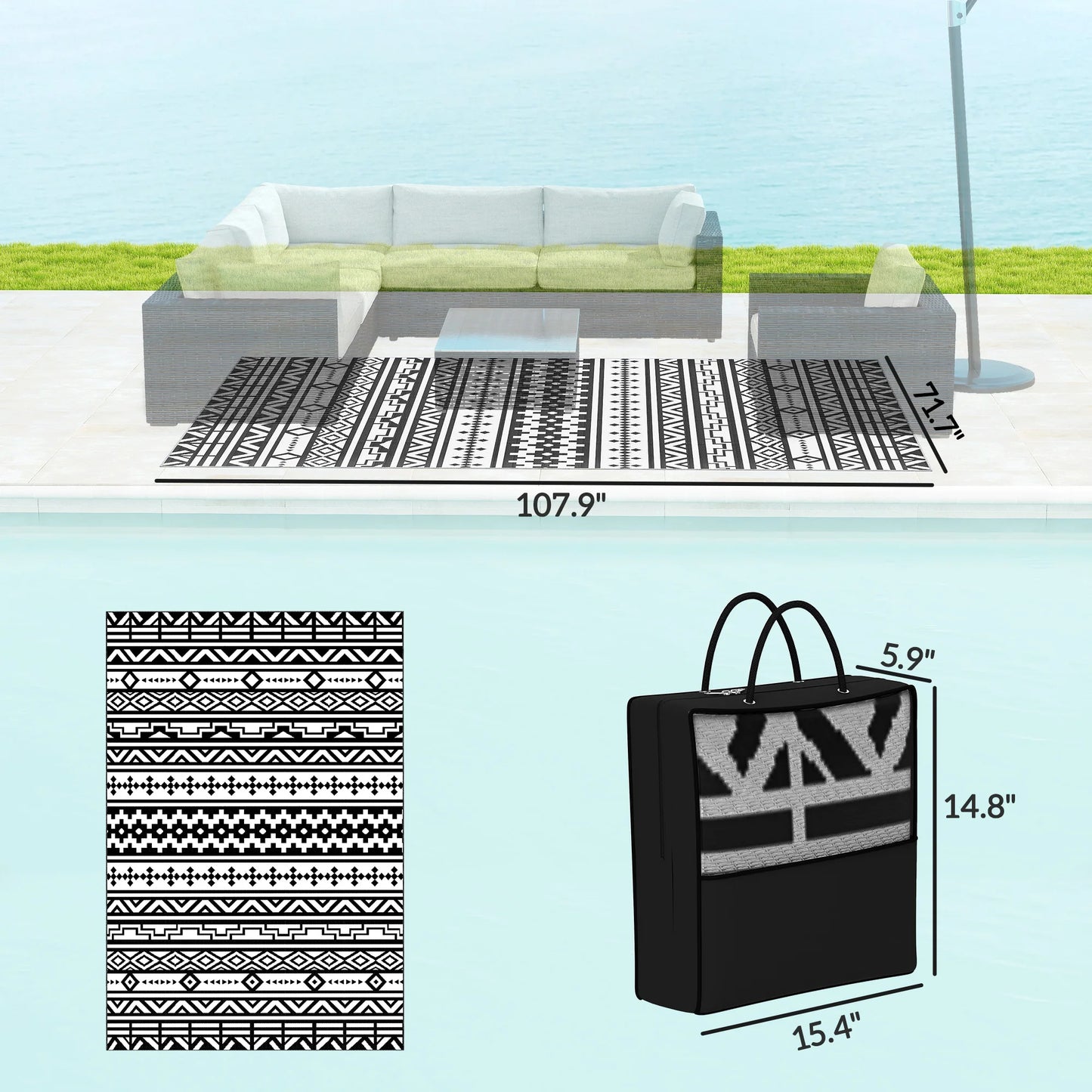 Modern Geometric Outdoor Rug Crafted From Durable Polypropylene