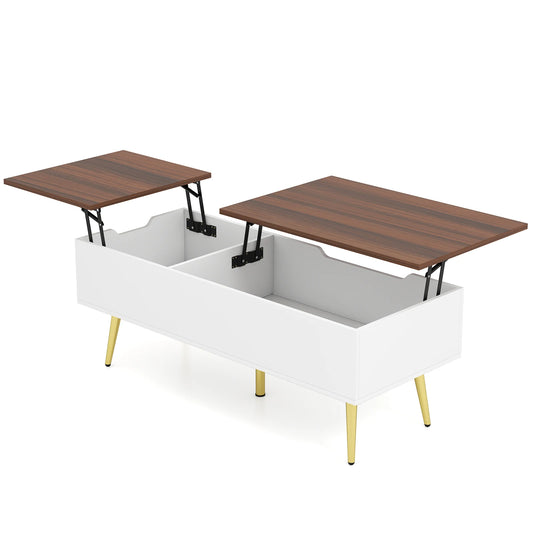 Homasis Lift Top Coffee Table With Split Top Hidden Storage