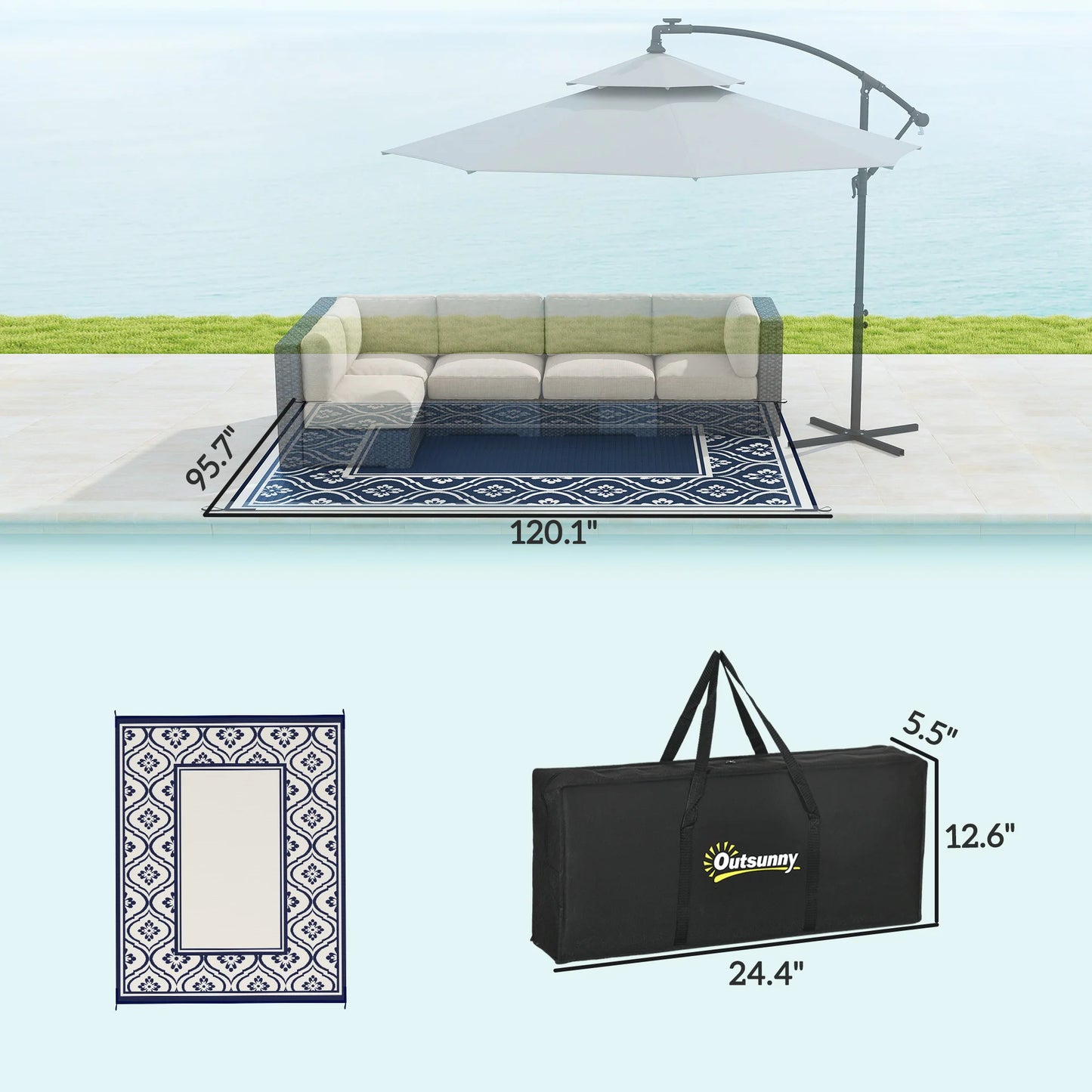 Modern Geometric Outdoor Polypropylene Area Floor Rug
