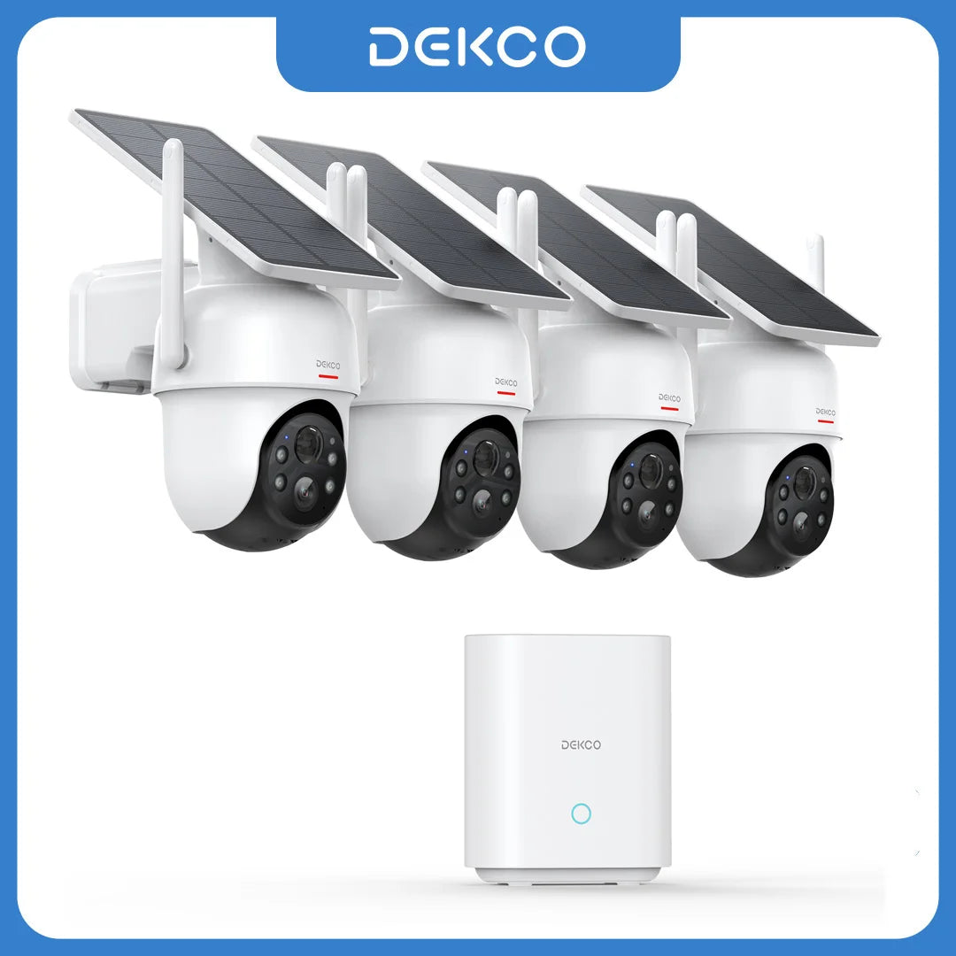 Dekco 3MP Solar Security Cameras With Four Wireless PTZ Cams