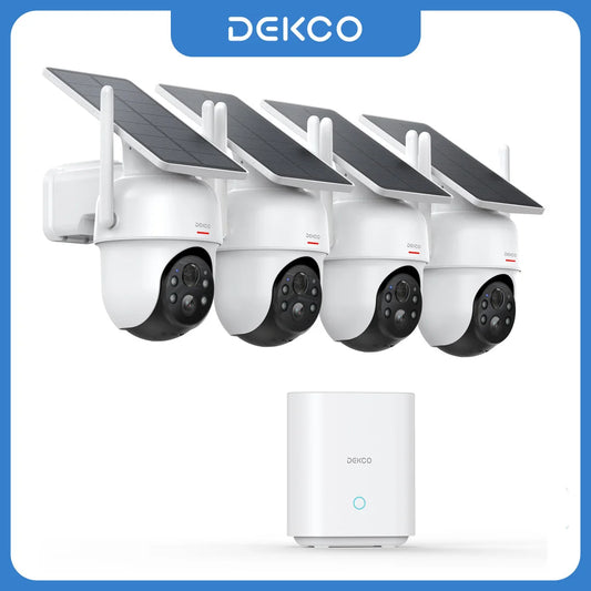 Dekco 3MP Solar Security Cameras With Four Wireless PTZ Cams