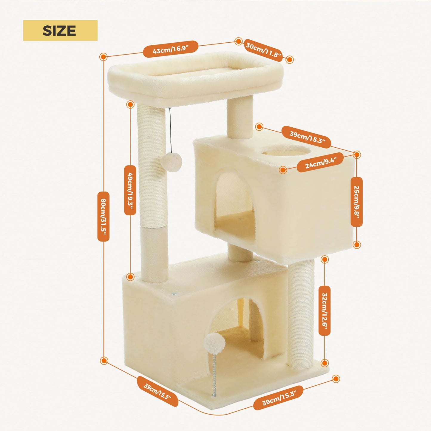 PAWZ Road Multi Level Cat Tree With Sisal Scratching Posts