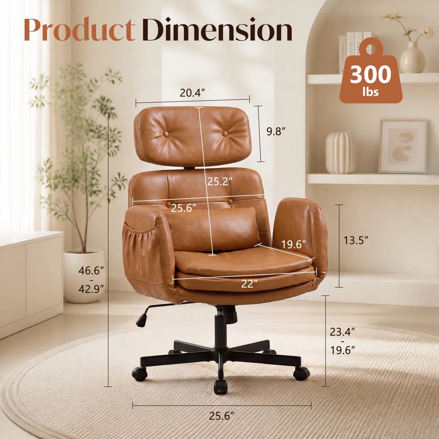 TCGBKAF Ergonomic PU Leather Criss Cross Swivel Office Chair