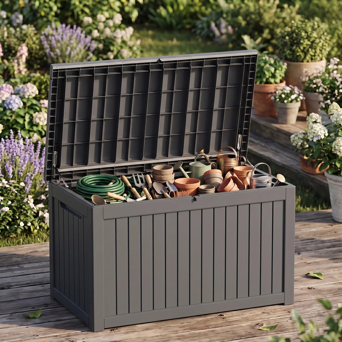 Waterproof Resin Outdoor Storage Deck Box With Lock