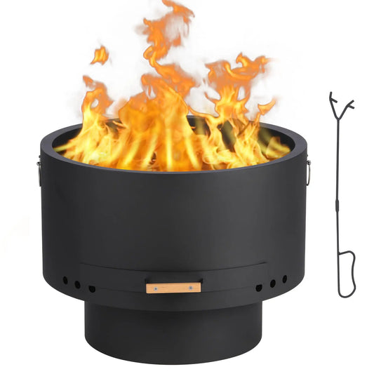 HiMISS Smokeless Wood Burning Fire Pit Table With Ash Pan