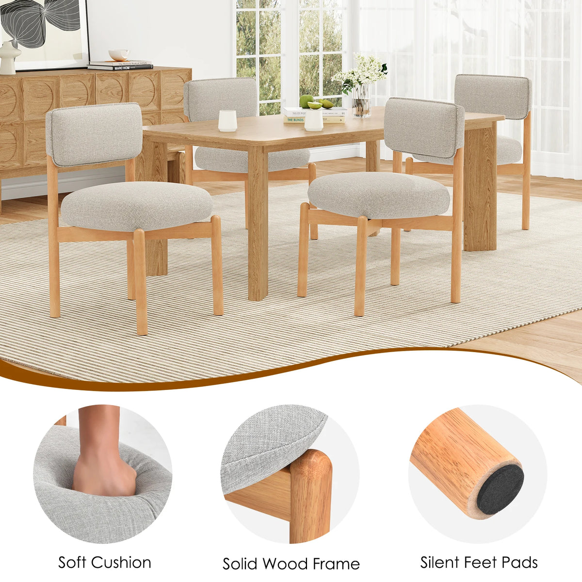 FARINI Modern Upholstered Dining Chairs Set of 2 for Home