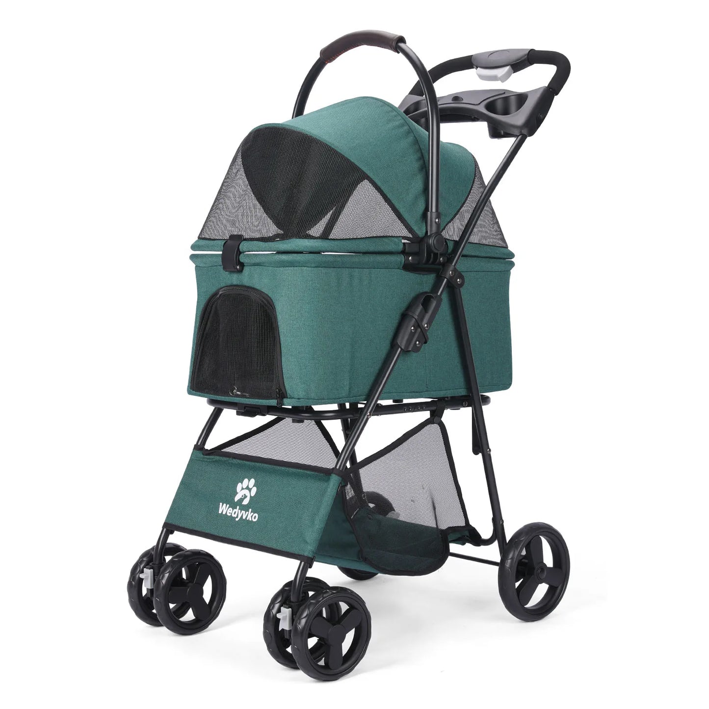 Compact Folding Pet Stroller With Removable Carrier For Dogs