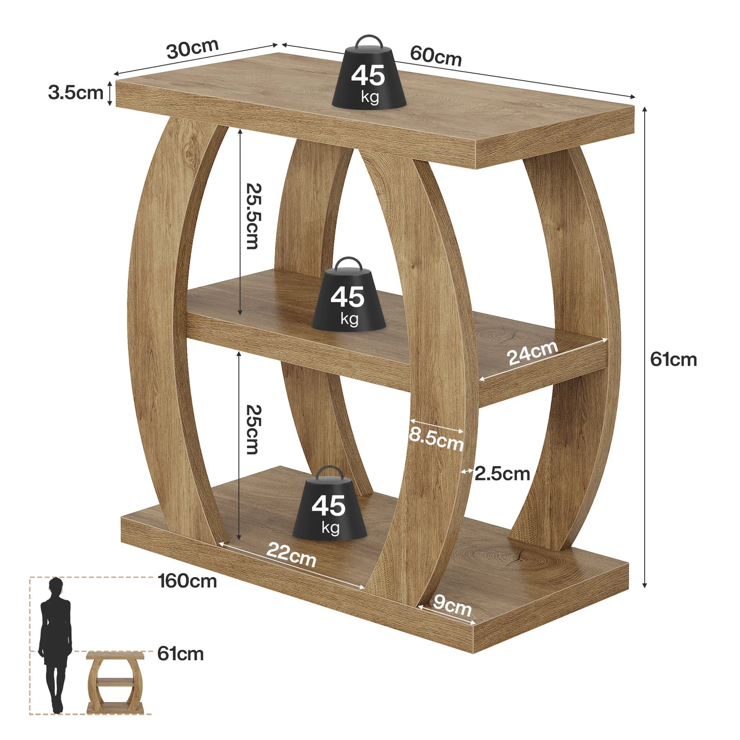 Tribesigns Three Tier Wooden End Table With Storage