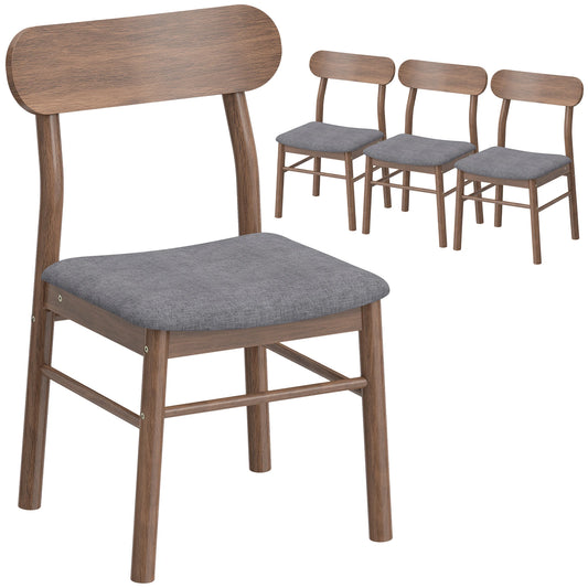 HOMCOM Padded Solid Wood Dining Chairs With Curved Backrest