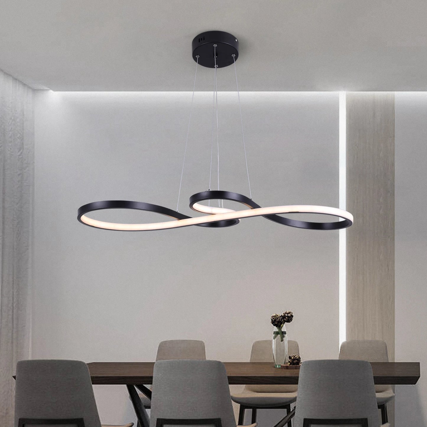 GreeLustr Dimmable LED Acrylic Polished Chrome Pendant Chandelier