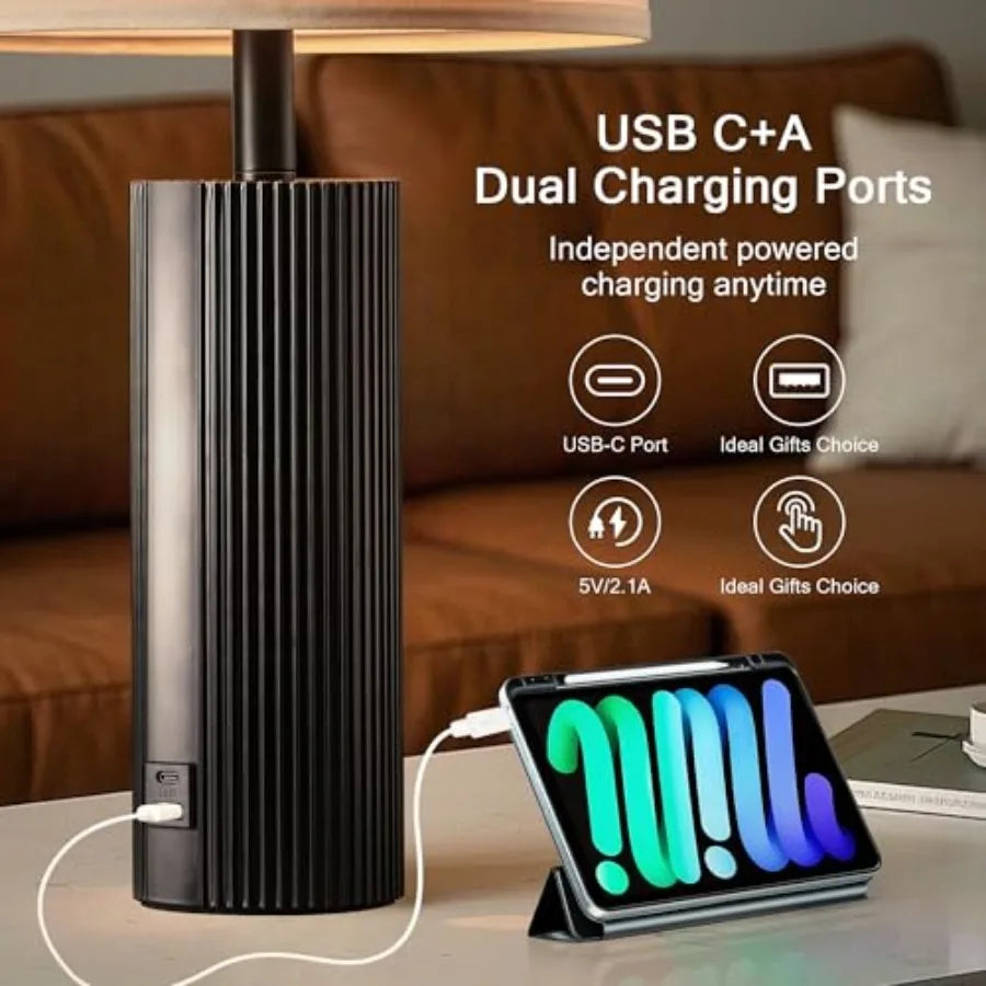 Modern USB Touch Control Table Lamps With Charging Ports