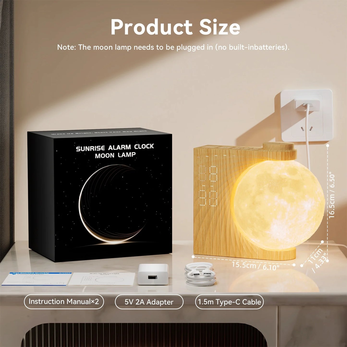 Reteyung Moon Lamp Sunrise Alarm With White Noise Sound Machine