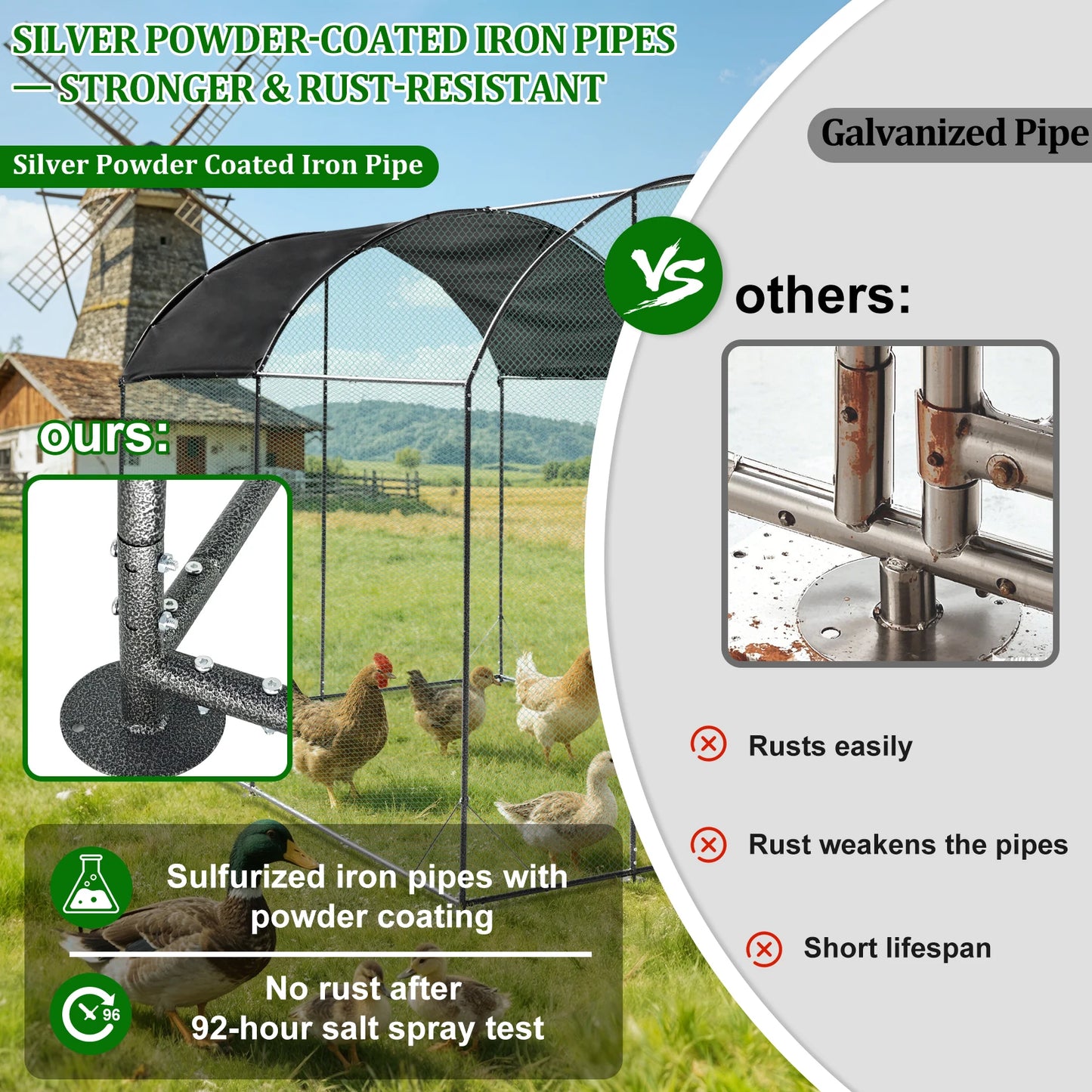 Borwart Outdoor Chicken Coop Cage With Durable Nylon Netting