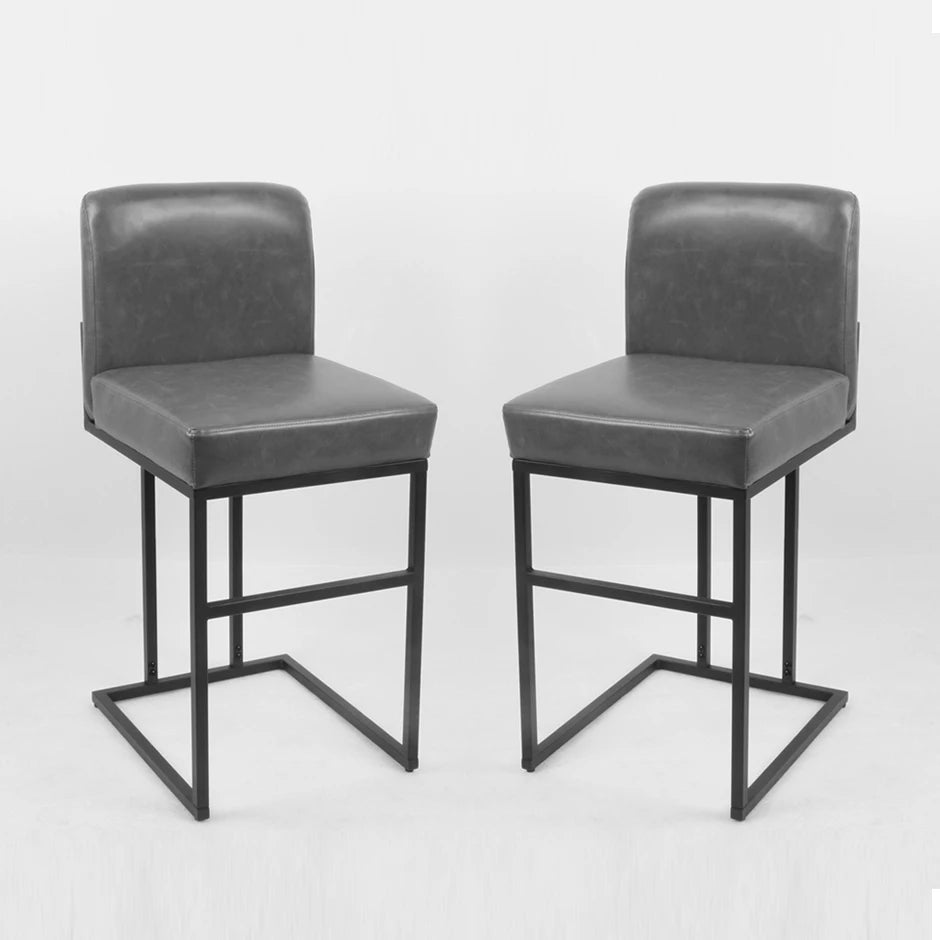 HiMISS Faux Leather Upholstered Bar Stools Set For Kitchen Island