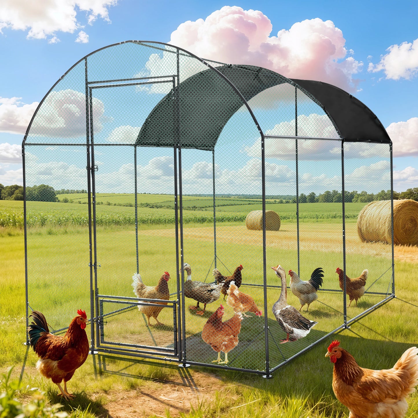 Borwart Outdoor Chicken Coop Cage With Durable Nylon Netting