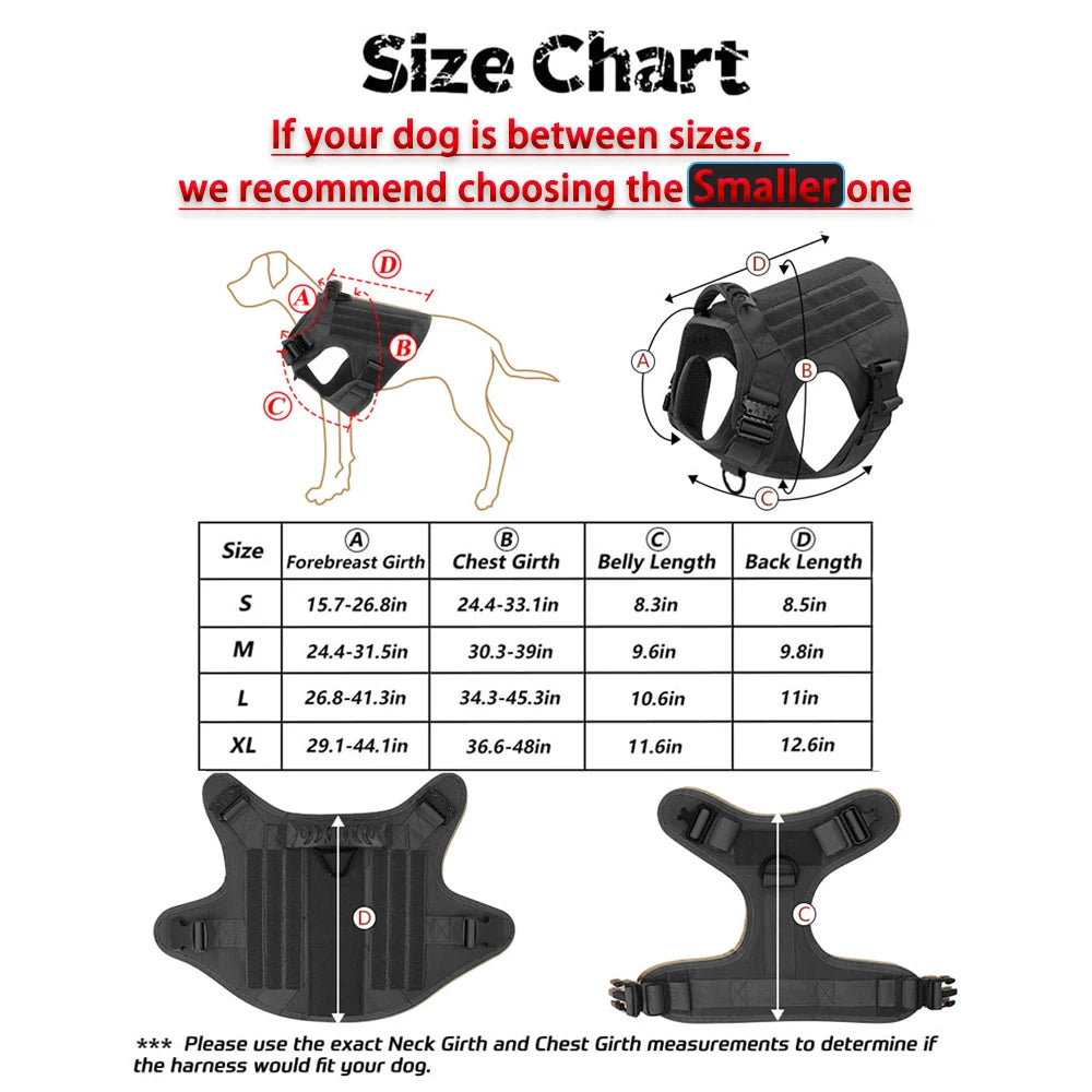 Tactical Nylon Dog Harness Vest With Quick Release Buckle