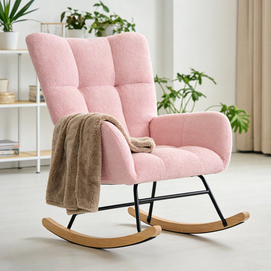 JHK Saucer Rocking Chair With High Backrest And Padded Seat