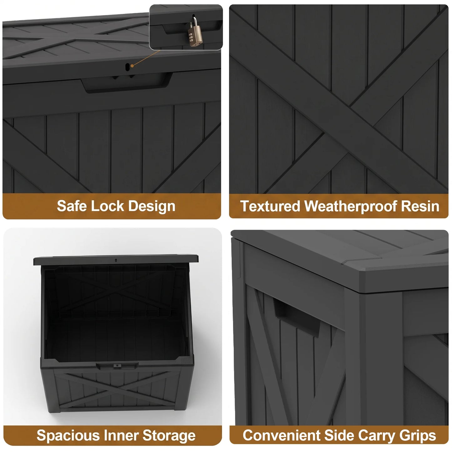 Waterproof Resin Outdoor Storage Box With Lock For Patio Deck