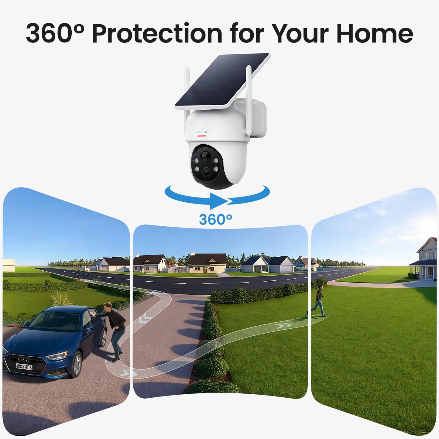 Dekco 3MP Solar Security Cameras With Four Wireless PTZ Cams