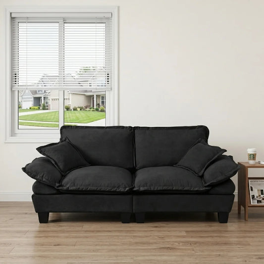 Modern Fabric Loveseat Couch With Deep Seating And Pillows