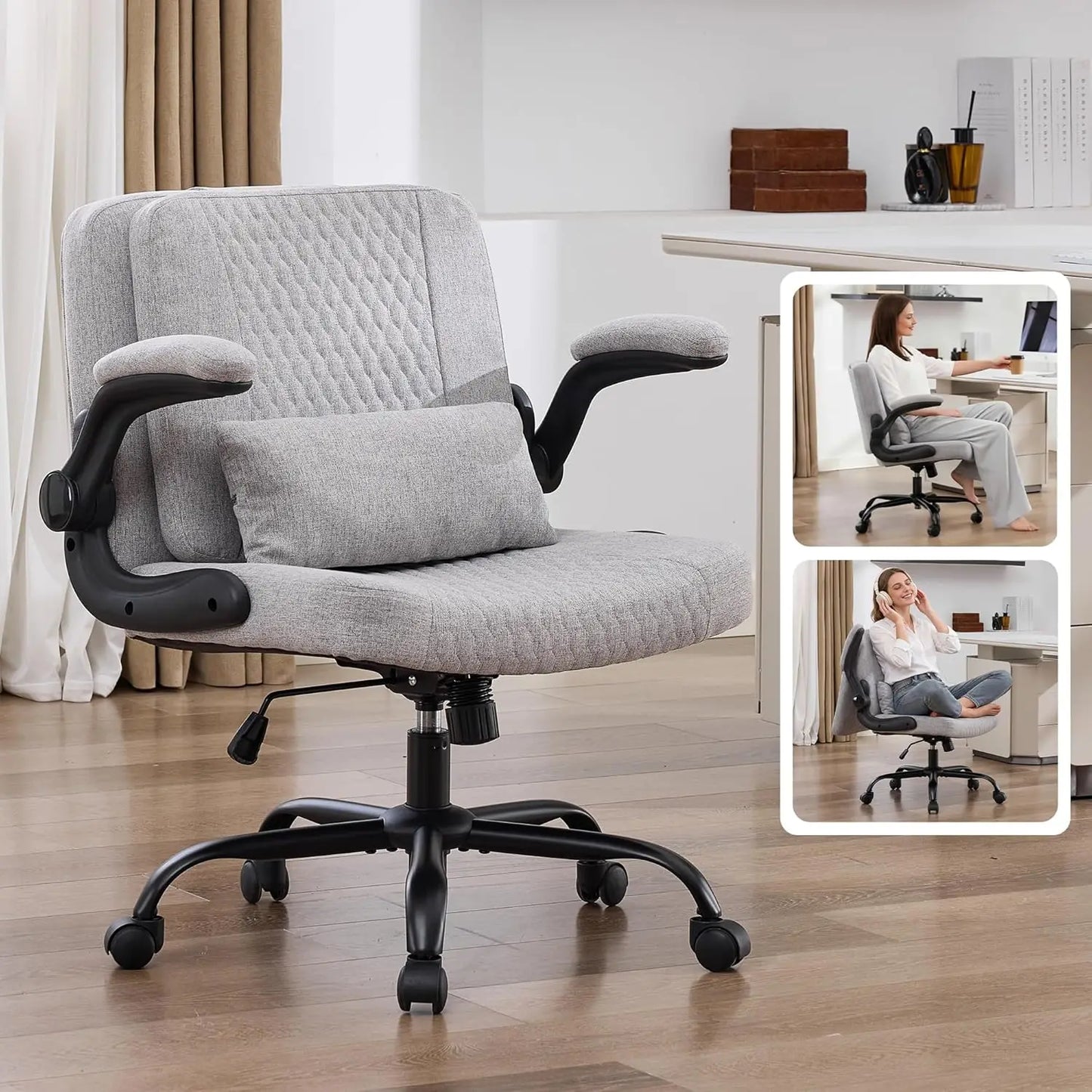 TCGBKAF Ergonomic Office Chair With Flip Backrest And PU Leather