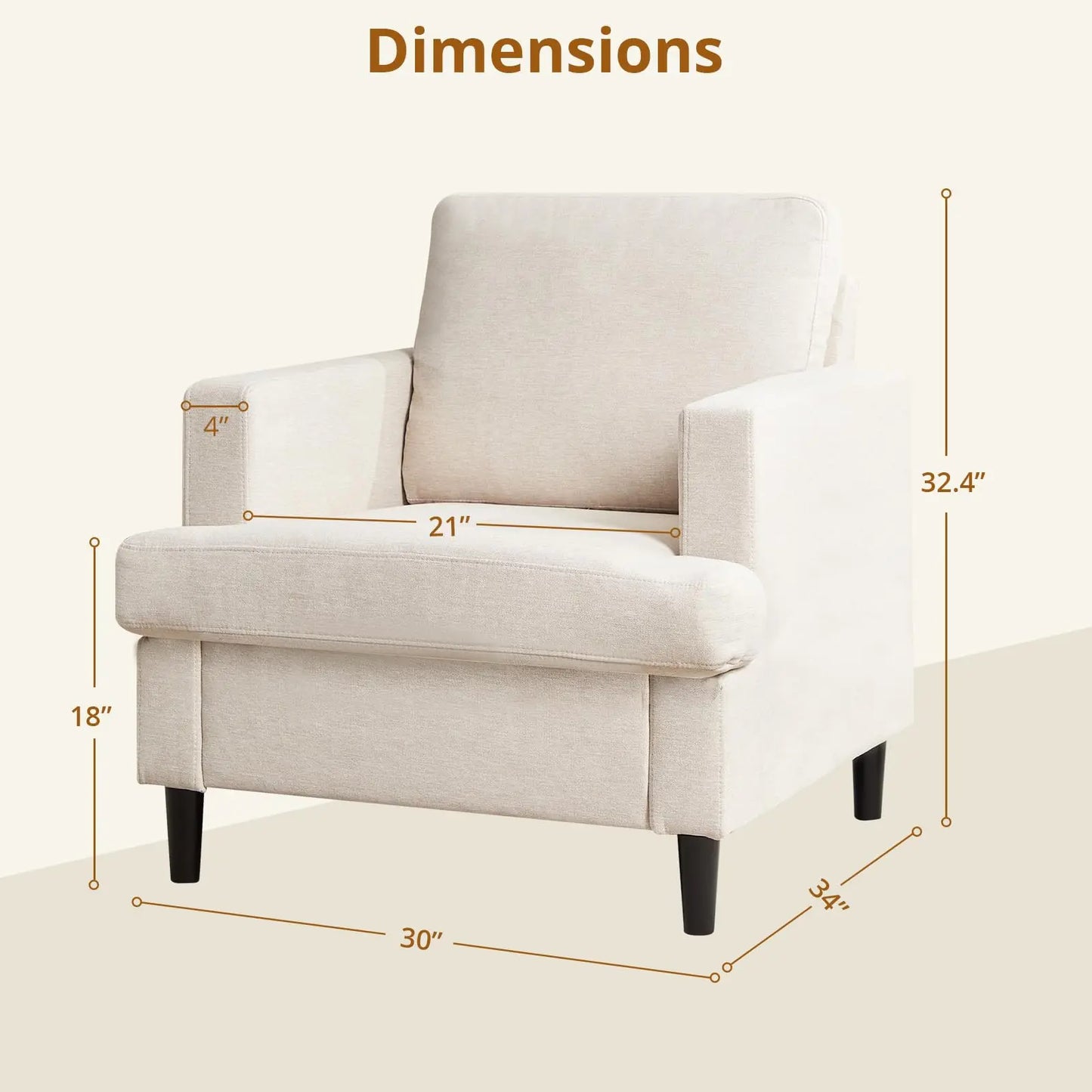 Modern Linen Upholstered Accent Chair For Home Living Room